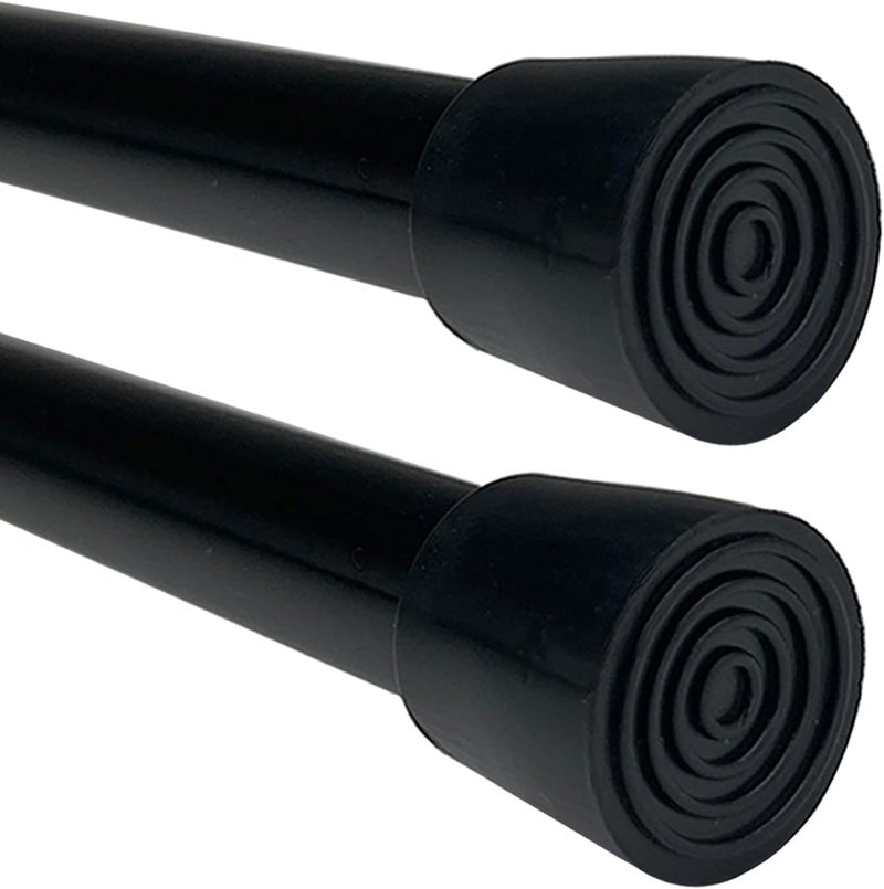 Caserry 2pcs Tension Curtain Rods Adjustable 16-27 Inches, 0.51" Diameter Spring Short Rod No Drill, Small Extendable Rod for Bathroom, Window, Kitchen, Closet, Room Divider, 0.8" Non-Slip Caps, Black - Image 1